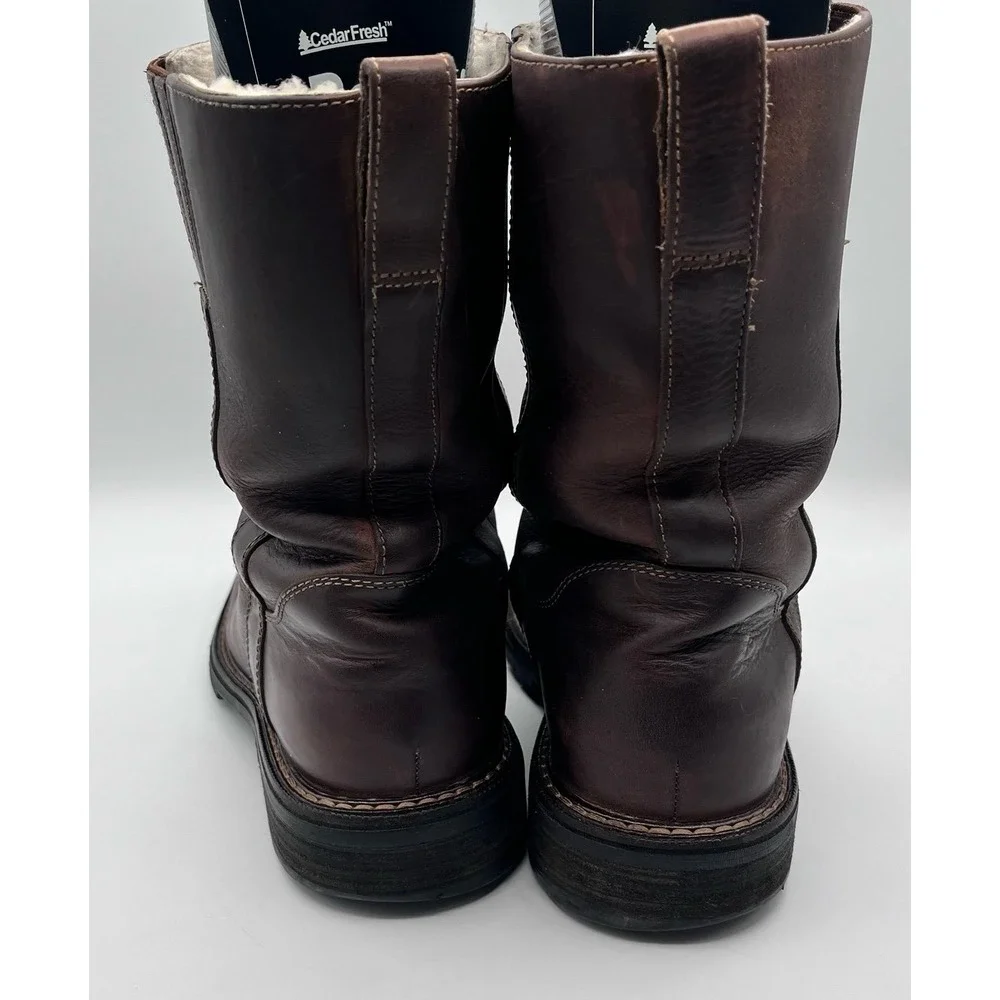 Cole Haan Mens 9M Brown‎ Leather Waterproof Boots Nike Air Sole Shearling Lined